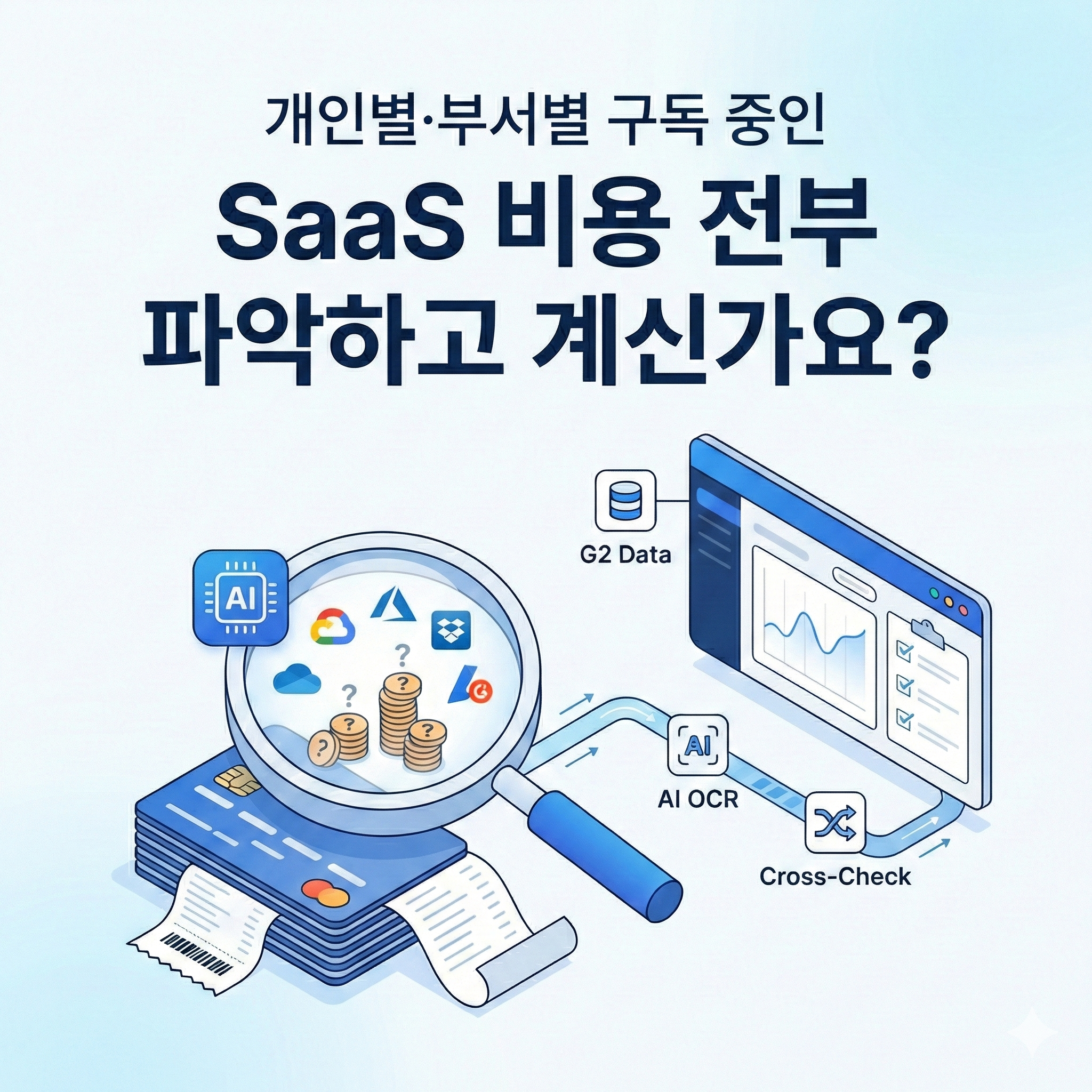 개인별·부서별 구독 중인 SaaS 비용 전부 파악하고 계신가요?